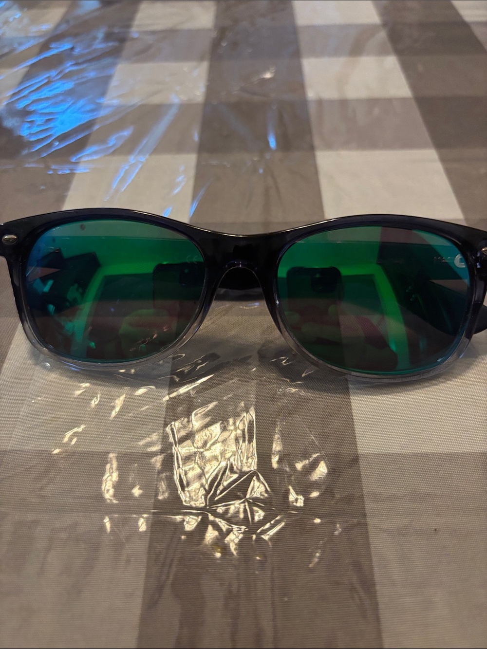 Ray-Ban Black Frame Sunglasses with Green Mirrored Lenses